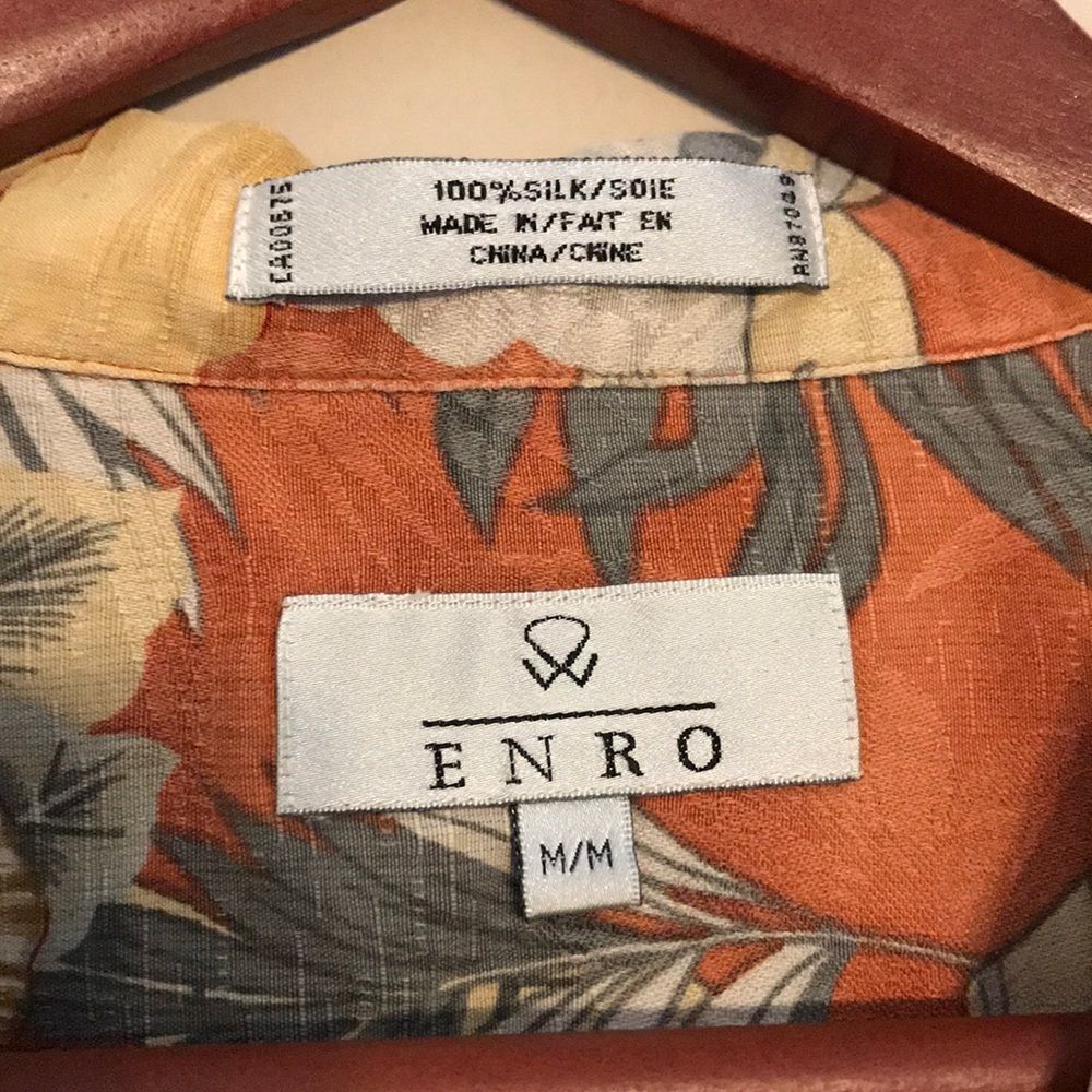 ENRO Tropical Print Silk Button Down - Size Medium - Picture 5 of 6